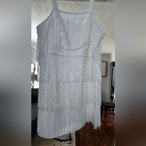 WHITE FLAPPER TYPE DRESS XL